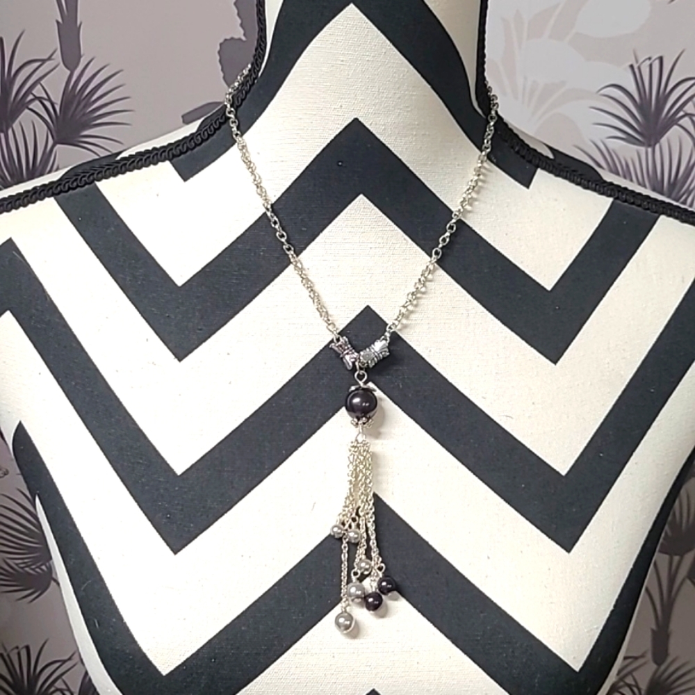Faux pearl dangle detail necklace, Handcrafted by Mom